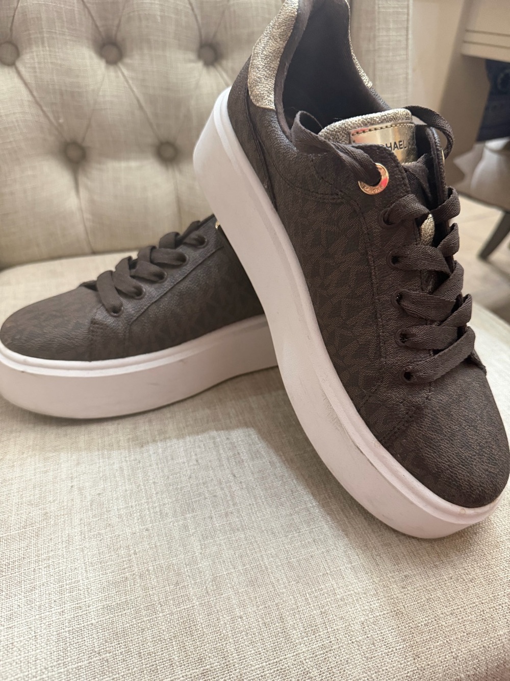 Michael Kors Brown & White Platform Women's Sneakers size 9